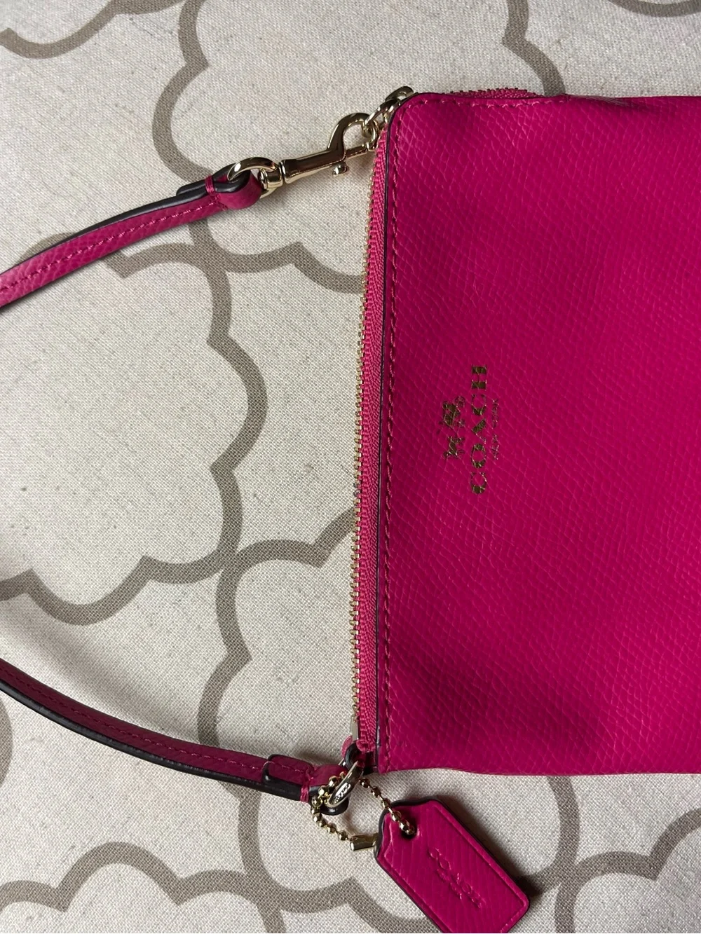 Coach Bright Fuchsia Leather Wristlet